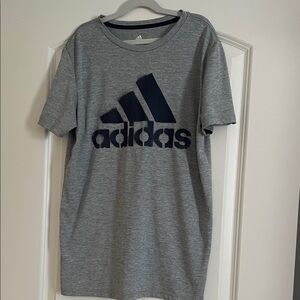 Adidas Boy’s Gray T-Shirt with Navy Blue Logo